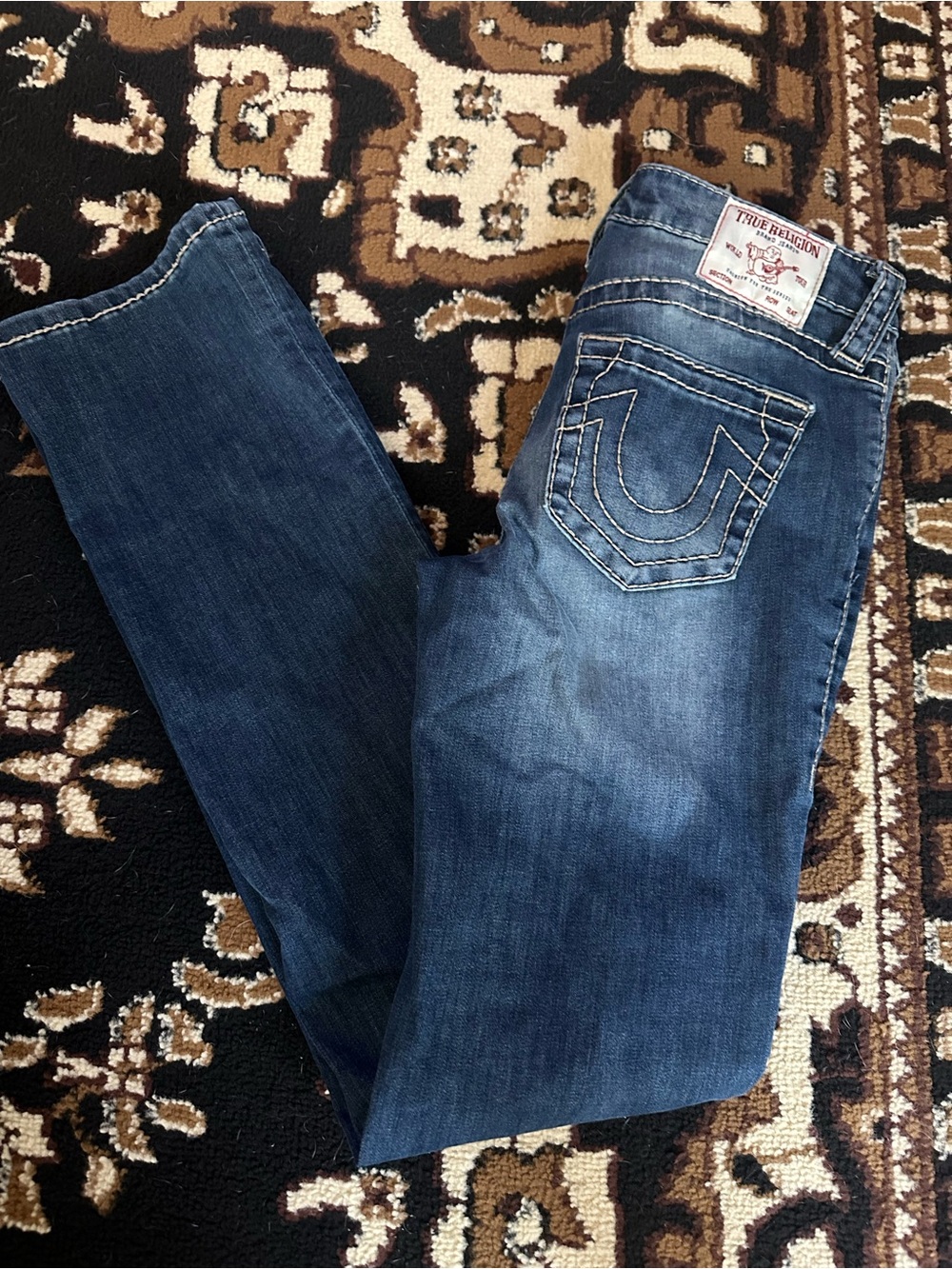 True Religion Women's Indigo Skinny Jeans with Contrast Stitching